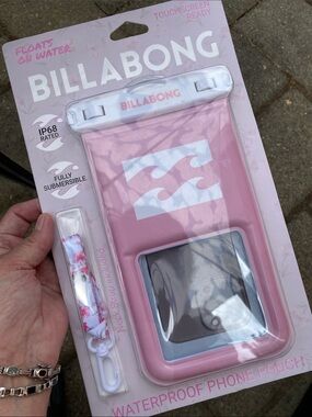 Billabong  universal Pink Waterproof Phone Pouch with Floral Neck Strap